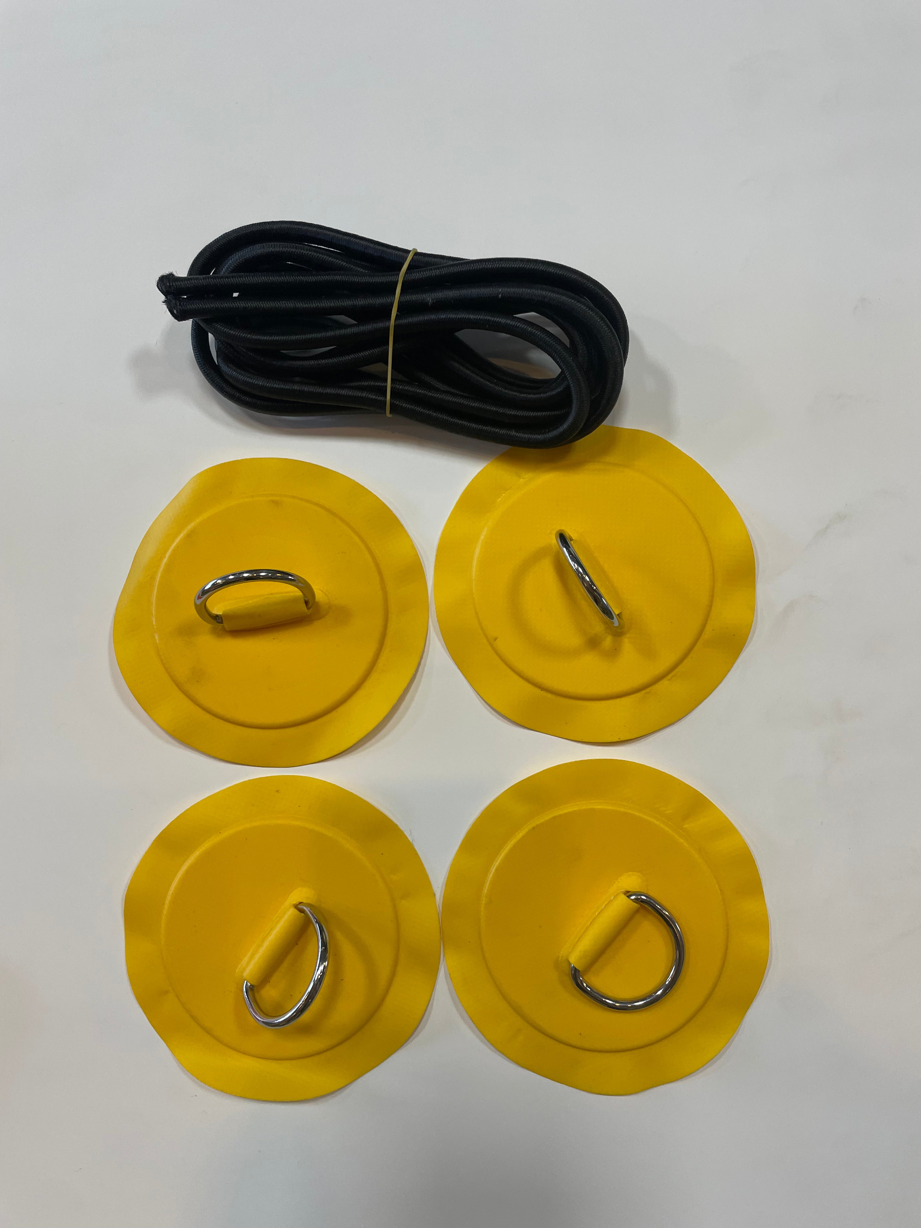 Kit d’ancrage SUP – 4 D-rings PVC + cordon élastique (bungie) | Installation facile