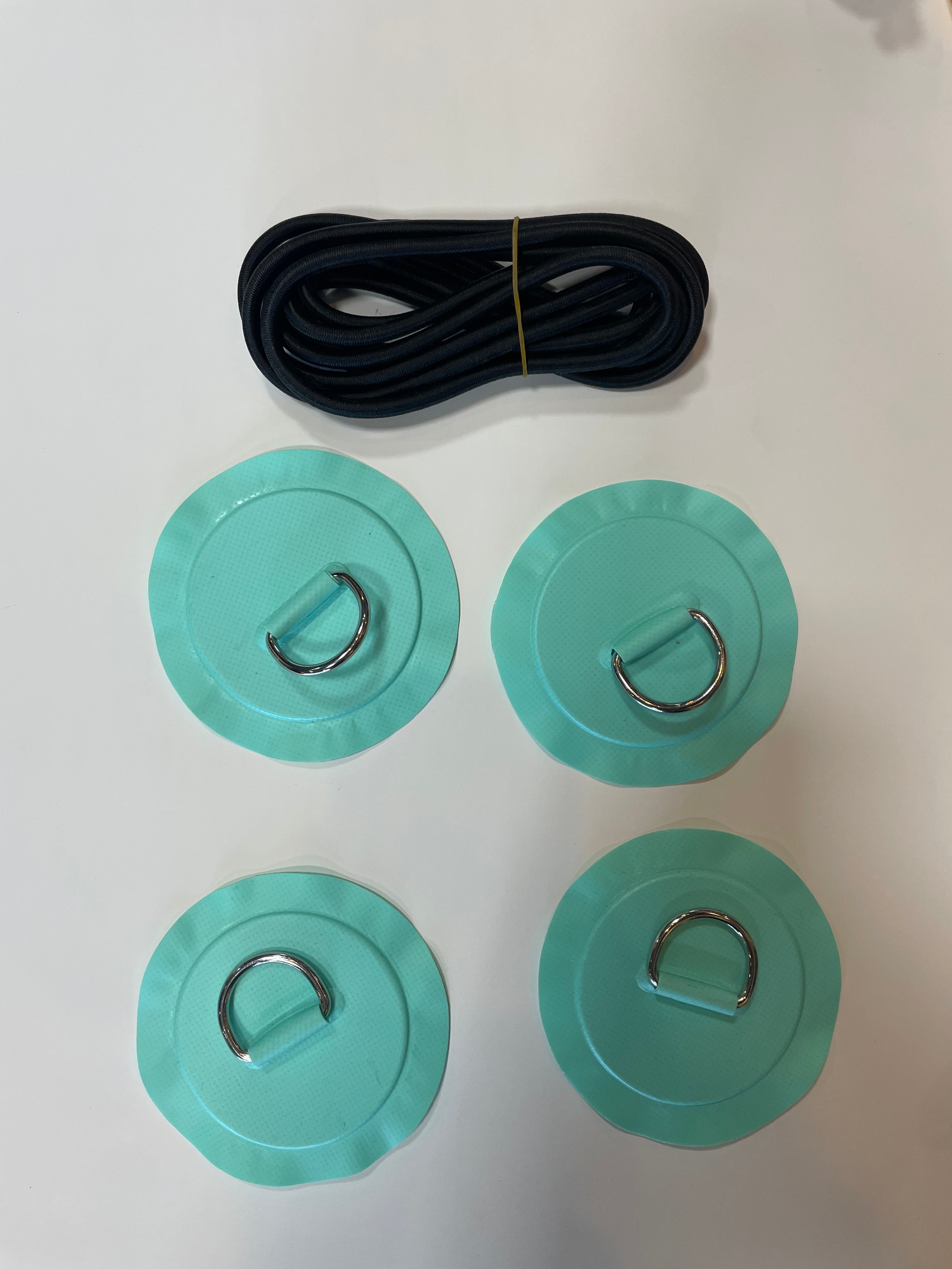 Kit d’ancrage SUP – 4 D-rings PVC + cordon élastique (bungie) | Installation facile