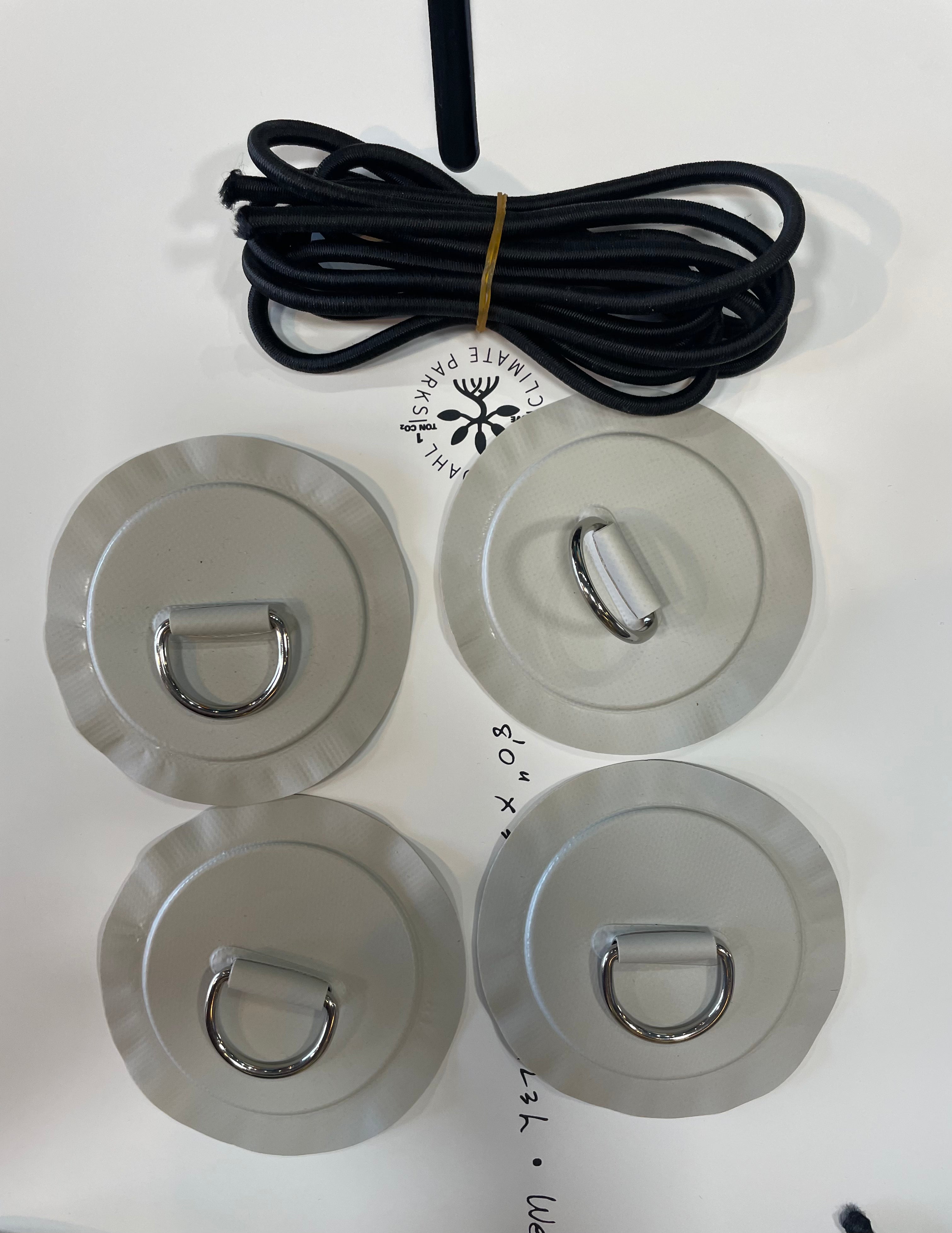 Kit d’ancrage SUP – 4 D-rings PVC + cordon élastique (bungie) | Installation facile