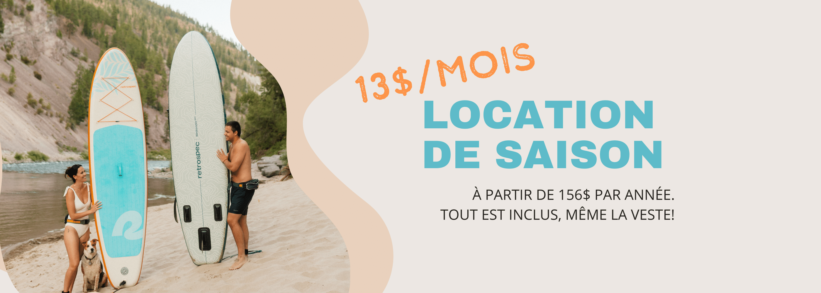 Location de saison de planche à pagaie au quebec